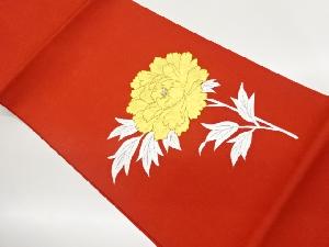 塩瀬金銀糸牡丹模様刺繍開き名古屋帯（額縁仕立て）